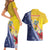 Turks And Caicos Islands Christmas Couples Matching Short Sleeve Bodycon Dress and Hawaiian Shirt Coquette Bow With Coat Of Arms - Wonder Print Shop