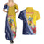 Turks And Caicos Islands Christmas Couples Matching Summer Maxi Dress and Hawaiian Shirt Coquette Bow With Coat Of Arms - Wonder Print Shop