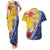 Turks And Caicos Islands Christmas Couples Matching Tank Maxi Dress and Hawaiian Shirt Coquette Bow With Coat Of Arms - Wonder Print Shop