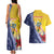 Turks And Caicos Islands Christmas Couples Matching Tank Maxi Dress and Hawaiian Shirt Coquette Bow With Coat Of Arms - Wonder Print Shop