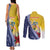 Turks And Caicos Islands Christmas Couples Matching Tank Maxi Dress and Long Sleeve Button Shirt Coquette Bow With Coat Of Arms - Wonder Print Shop