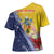 Turks And Caicos Islands Christmas Cross Shoulder Shirt Coquette Bow With Coat Of Arms - Wonder Print Shop