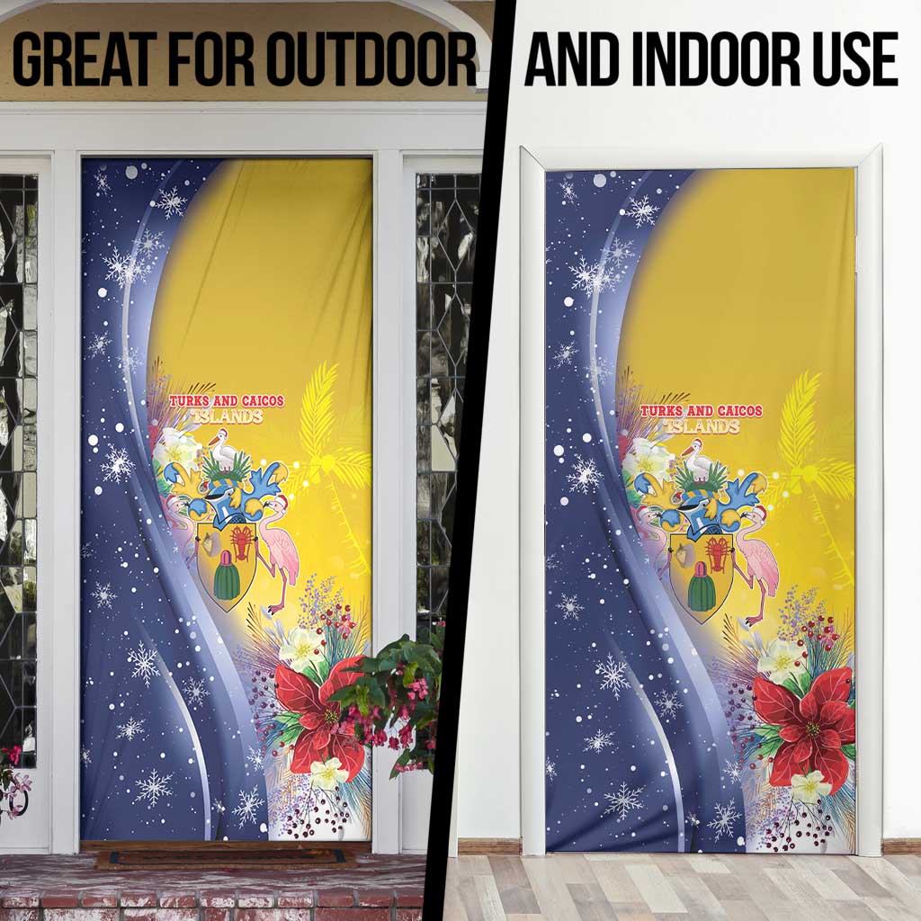 Turks And Caicos Islands Christmas Door Cover Coquette Bow With Coat Of Arms - Wonder Print Shop