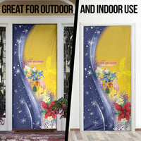 Turks And Caicos Islands Christmas Door Cover Coquette Bow With Coat Of Arms - Wonder Print Shop