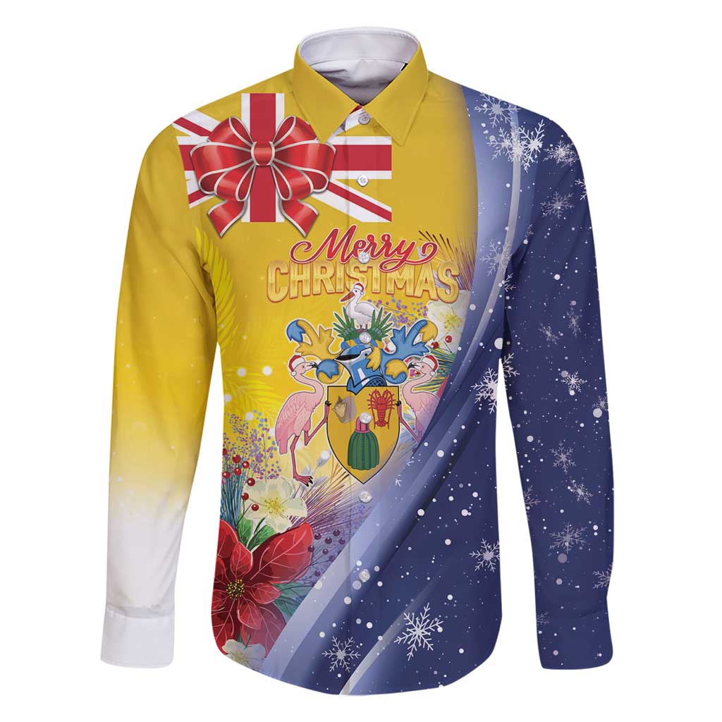 Turks And Caicos Islands Christmas Family Matching Long Sleeve Bodycon Dress and Hawaiian Shirt Coquette Bow With Coat Of Arms - Wonder Print Shop