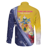Turks And Caicos Islands Christmas Family Matching Off The Shoulder Long Sleeve Dress and Hawaiian Shirt Coquette Bow With Coat Of Arms - Wonder Print Shop