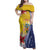 Turks And Caicos Islands Christmas Family Matching Off Shoulder Maxi Dress and Hawaiian Shirt Coquette Bow With Coat Of Arms - Wonder Print Shop