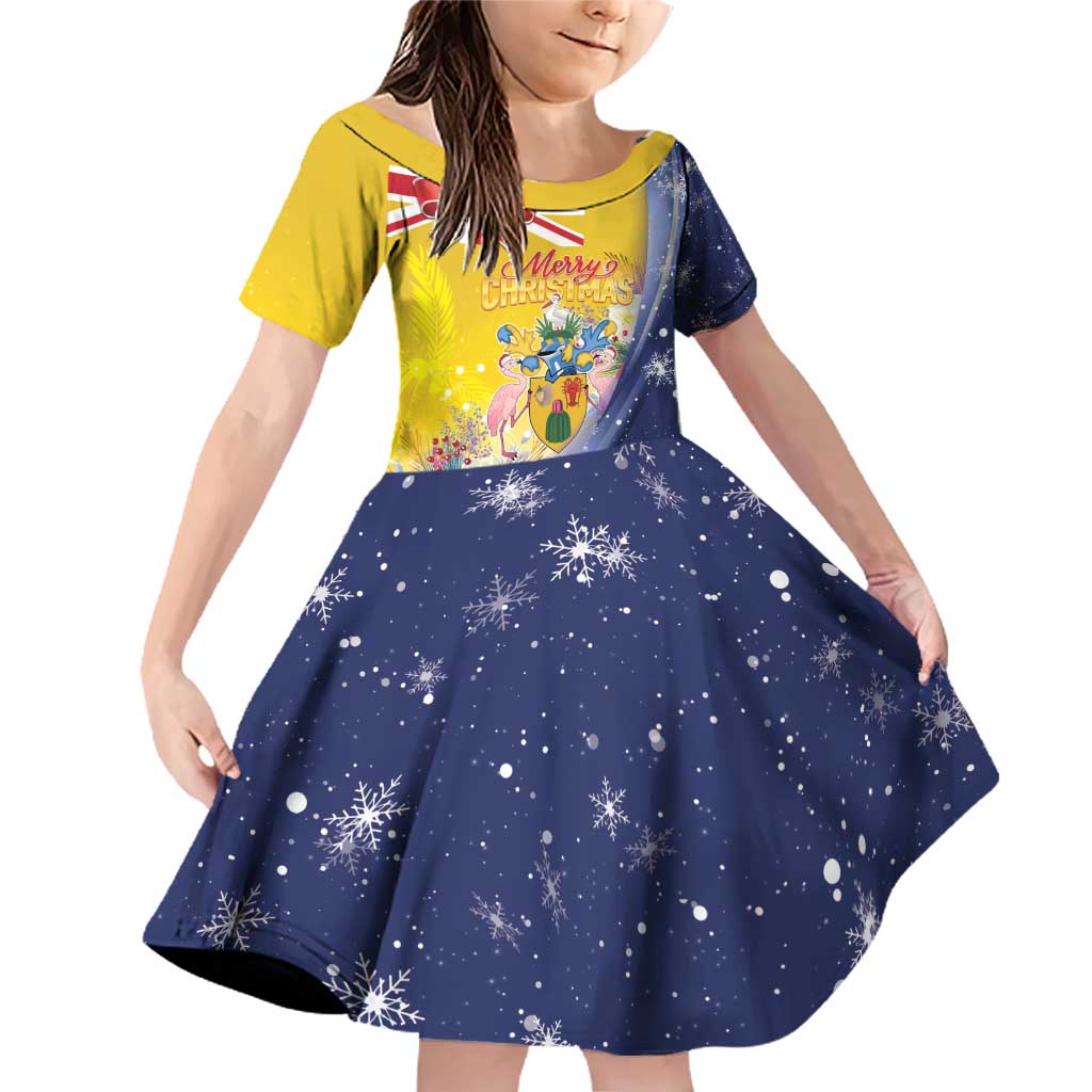Turks And Caicos Islands Christmas Family Matching Off Shoulder Short Dress and Hawaiian Shirt Coquette Bow With Coat Of Arms - Wonder Print Shop
