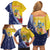 Turks And Caicos Islands Christmas Family Matching Off Shoulder Short Dress and Hawaiian Shirt Coquette Bow With Coat Of Arms - Wonder Print Shop