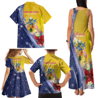 Turks And Caicos Islands Christmas Family Matching Tank Maxi Dress and Hawaiian Shirt Coquette Bow With Coat Of Arms - Wonder Print Shop