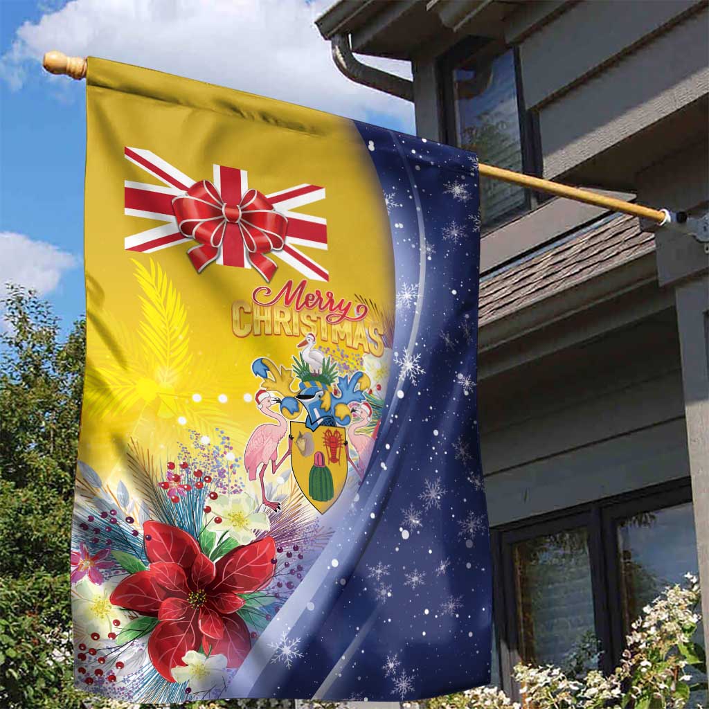 Turks And Caicos Islands Christmas Garden Flag Coquette Bow With Coat Of Arms - Wonder Print Shop