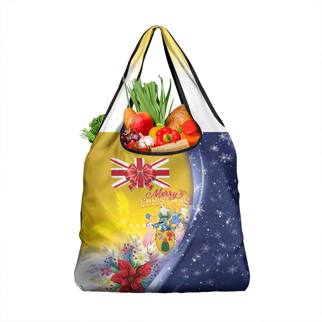 Turks And Caicos Islands Christmas Grocery Bag Coquette Bow With Coat Of Arms - Wonder Print Shop