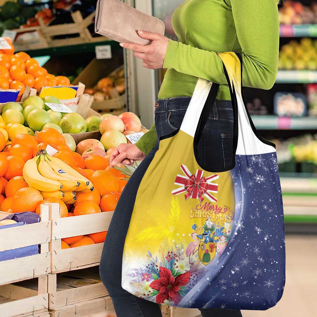 Turks And Caicos Islands Christmas Grocery Bag Coquette Bow With Coat Of Arms - Wonder Print Shop