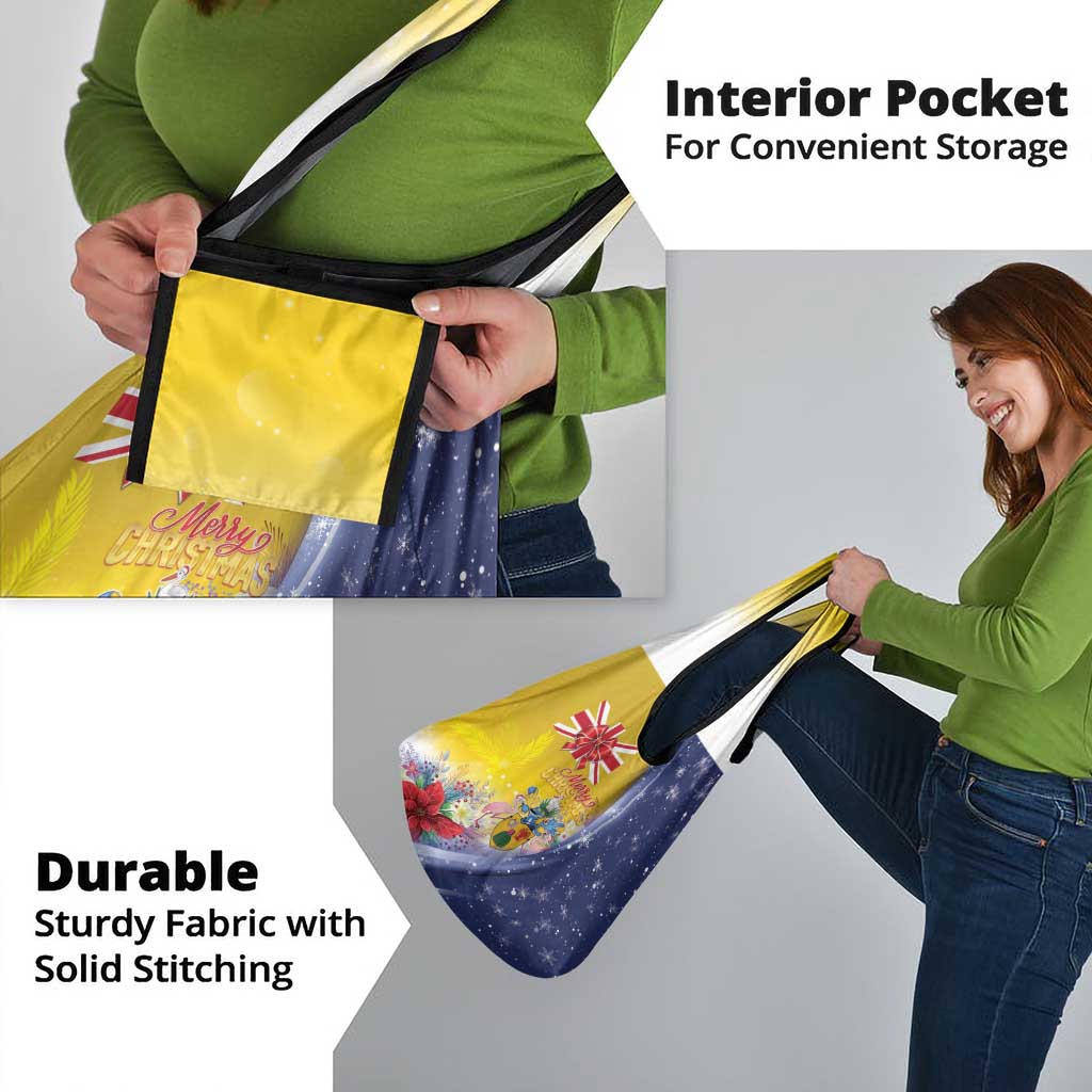 Turks And Caicos Islands Christmas Grocery Bag Coquette Bow With Coat Of Arms - Wonder Print Shop