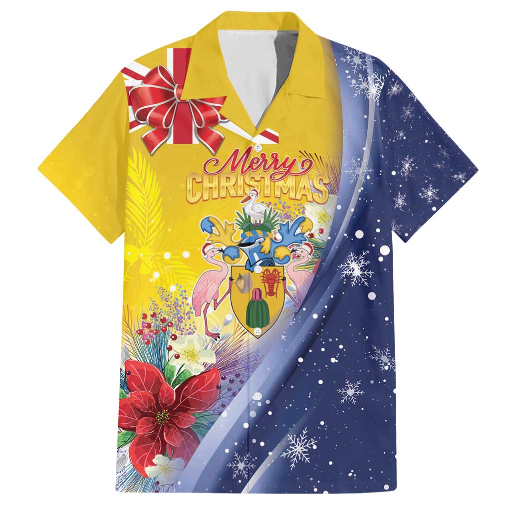 Turks And Caicos Islands Christmas Hawaiian Shirt Coquette Bow With Coat Of Arms - Wonder Print Shop