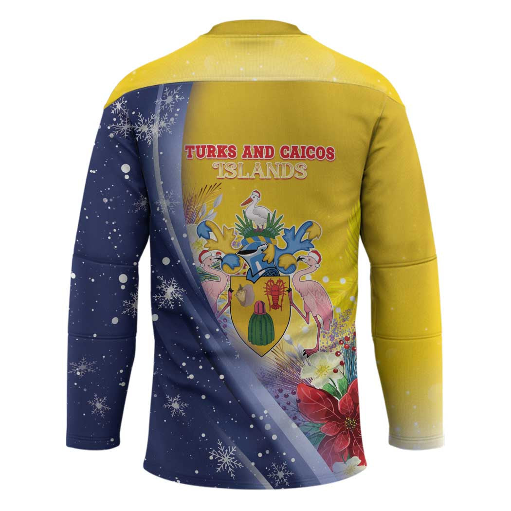 Turks And Caicos Islands Christmas Hockey Jersey Coquette Bow With Coat Of Arms - Wonder Print Shop