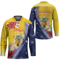 Turks And Caicos Islands Christmas Hockey Jersey Coquette Bow With Coat Of Arms - Wonder Print Shop