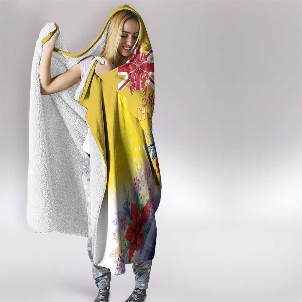 Turks And Caicos Islands Christmas Hooded Blanket Coquette Bow With Coat Of Arms - Wonder Print Shop
