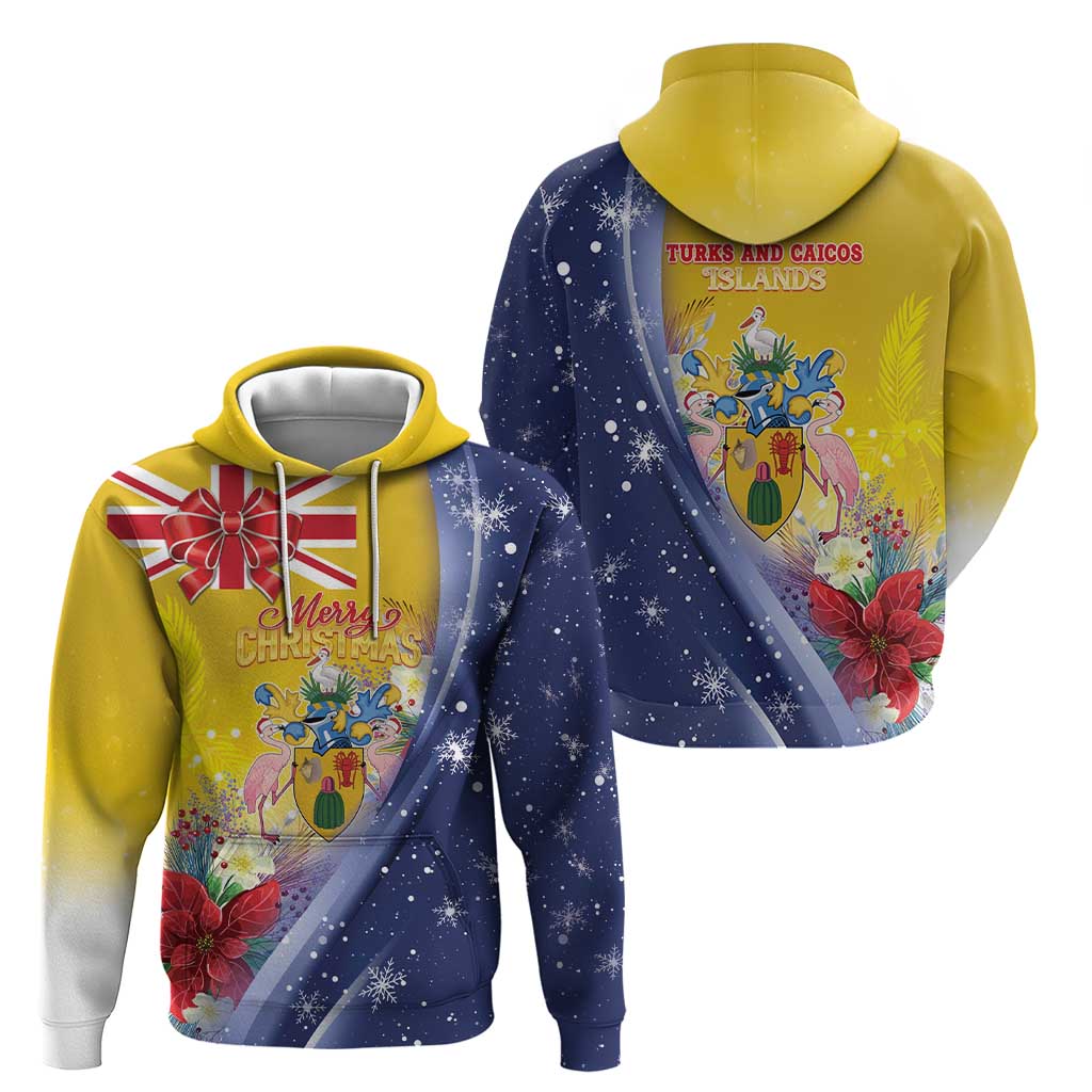 Turks And Caicos Islands Christmas Hoodie Coquette Bow With Coat Of Arms - Wonder Print Shop