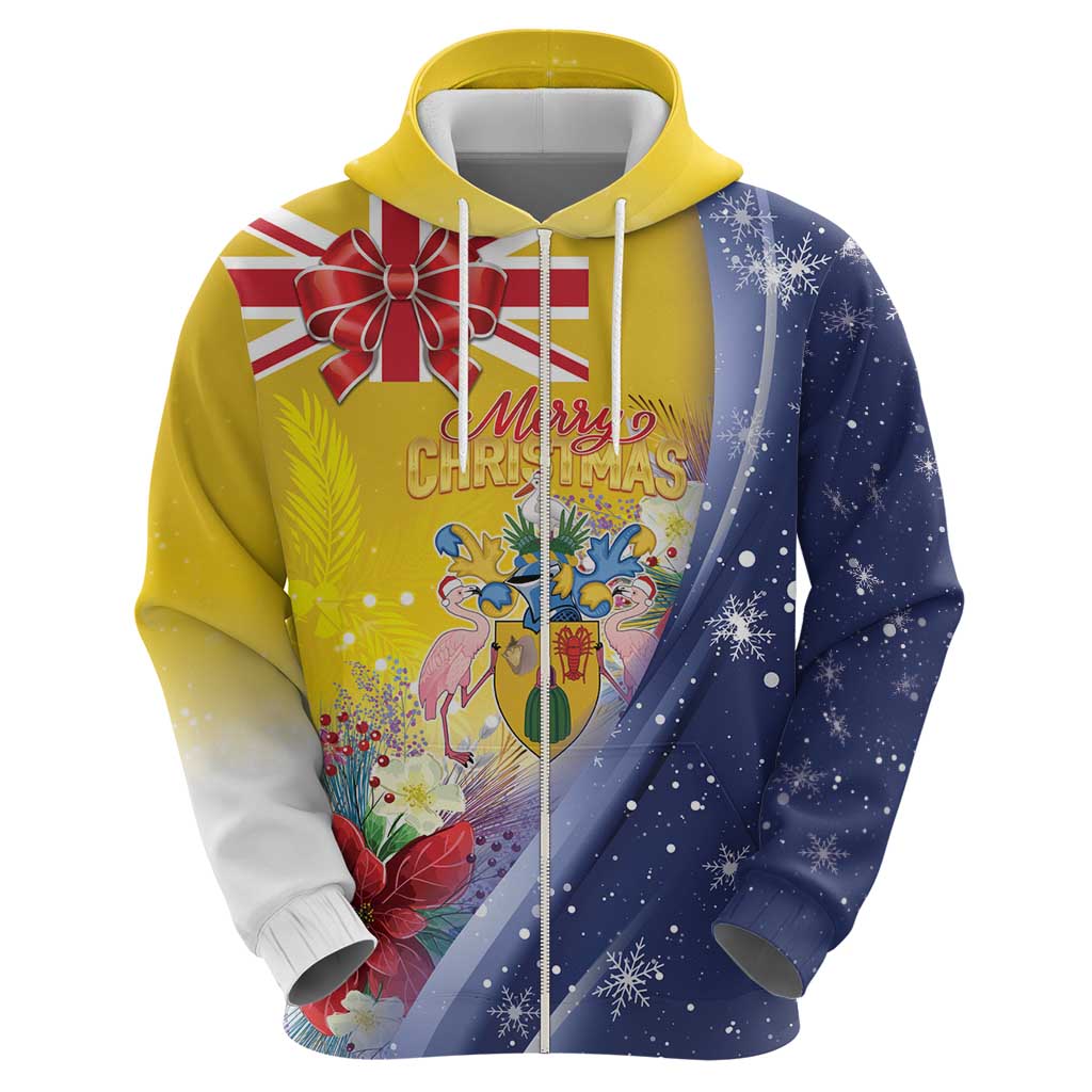 Turks And Caicos Islands Christmas Hoodie Coquette Bow With Coat Of Arms - Wonder Print Shop