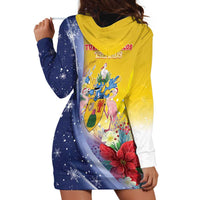 Turks And Caicos Islands Christmas Hoodie Dress Coquette Bow With Coat Of Arms - Wonder Print Shop