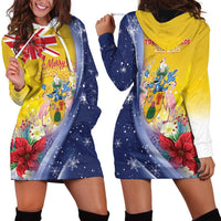 Turks And Caicos Islands Christmas Hoodie Dress Coquette Bow With Coat Of Arms - Wonder Print Shop