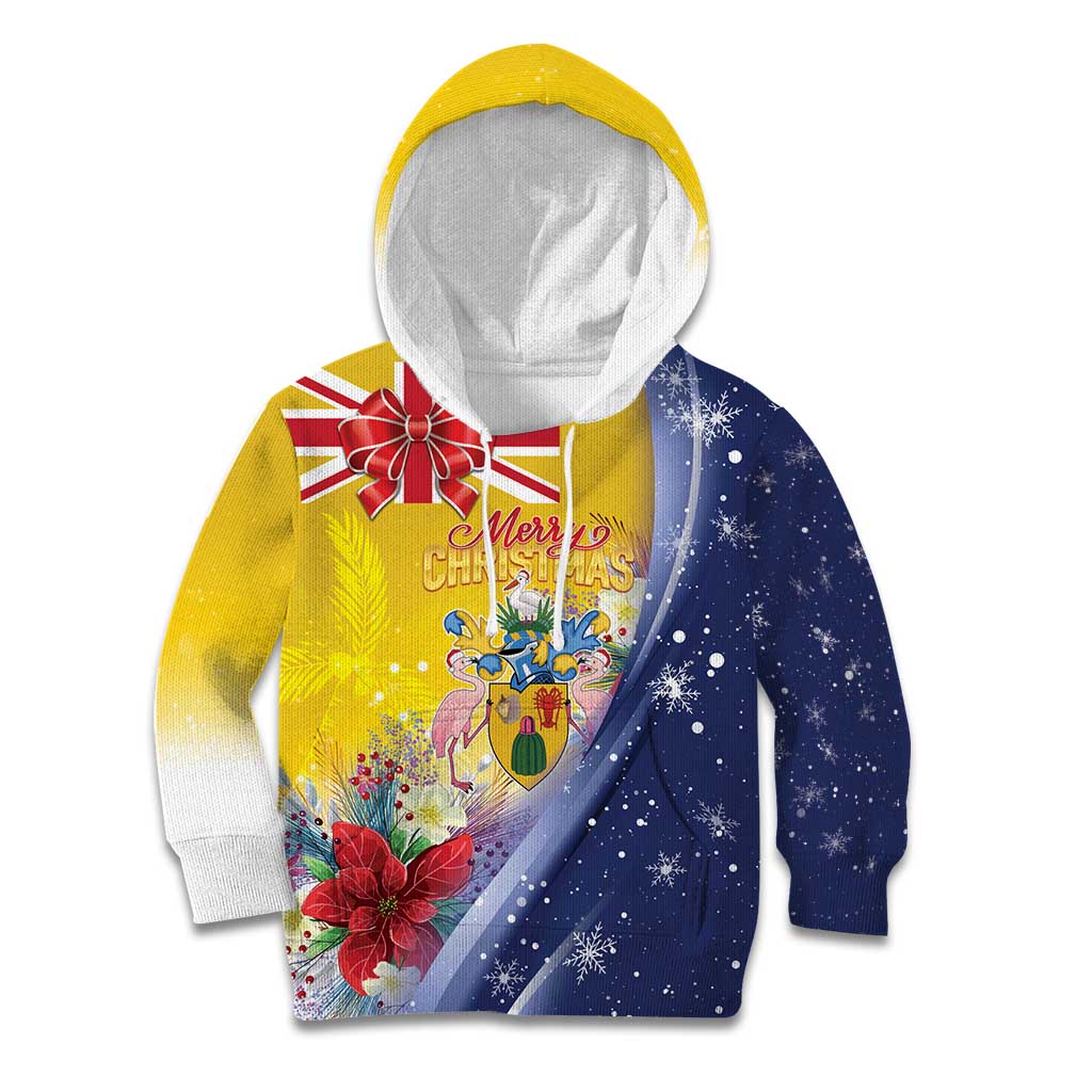 Turks And Caicos Islands Christmas Kid Hoodie Coquette Bow With Coat Of Arms - Wonder Print Shop