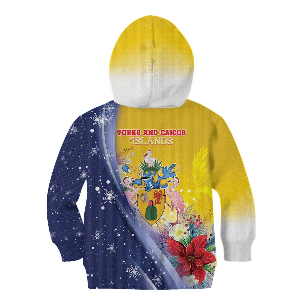 Turks And Caicos Islands Christmas Kid Hoodie Coquette Bow With Coat Of Arms - Wonder Print Shop