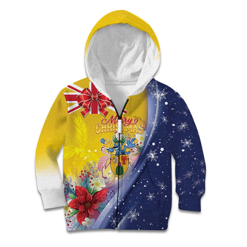 Turks And Caicos Islands Christmas Kid Hoodie Coquette Bow With Coat Of Arms - Wonder Print Shop