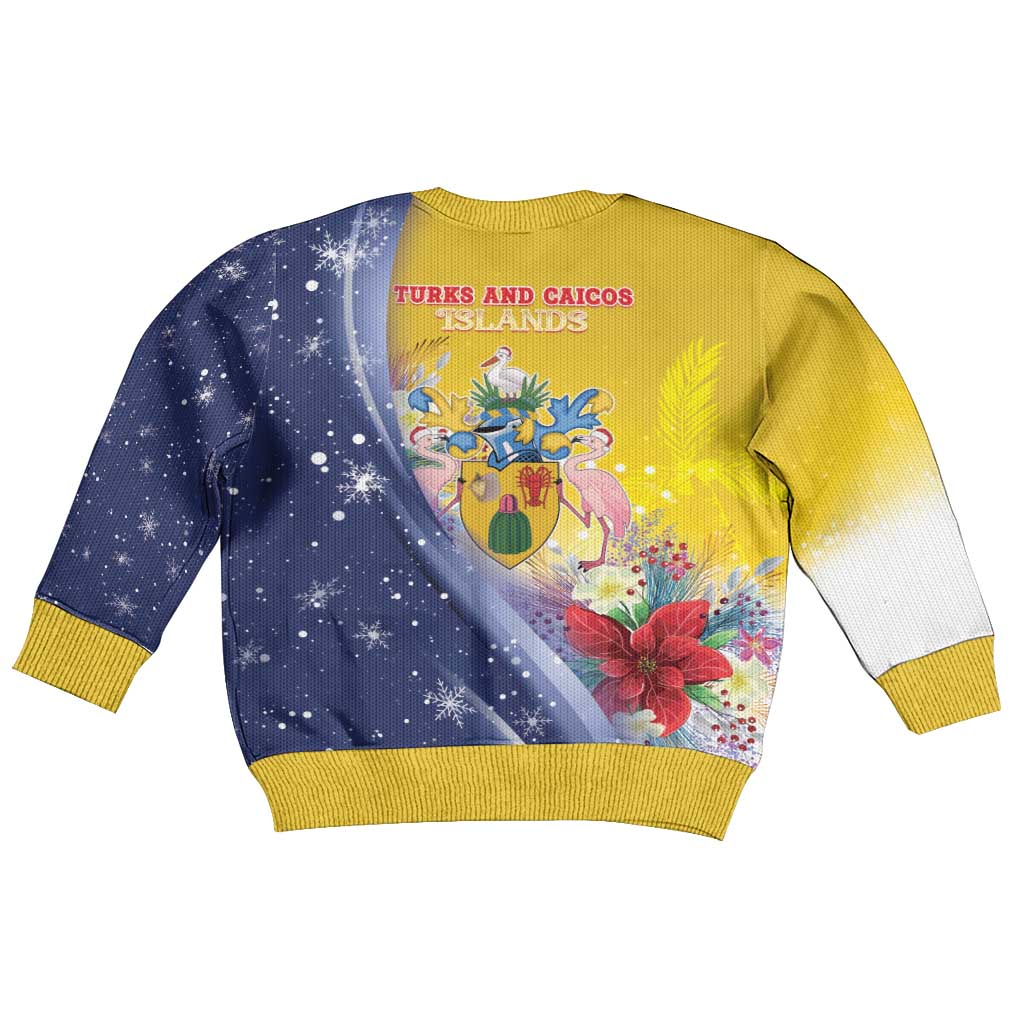 Turks And Caicos Islands Christmas Kid Ugly Christmas Sweater Coquette Bow With Coat Of Arms - Wonder Print Shop
