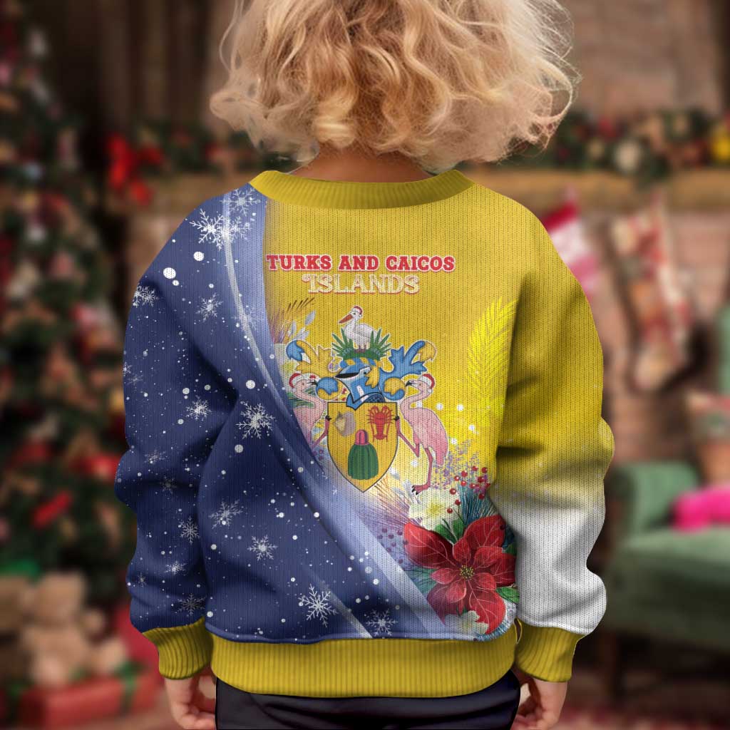 Turks And Caicos Islands Christmas Kid Ugly Christmas Sweater Coquette Bow With Coat Of Arms - Wonder Print Shop
