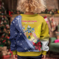Turks And Caicos Islands Christmas Kid Ugly Christmas Sweater Coquette Bow With Coat Of Arms - Wonder Print Shop
