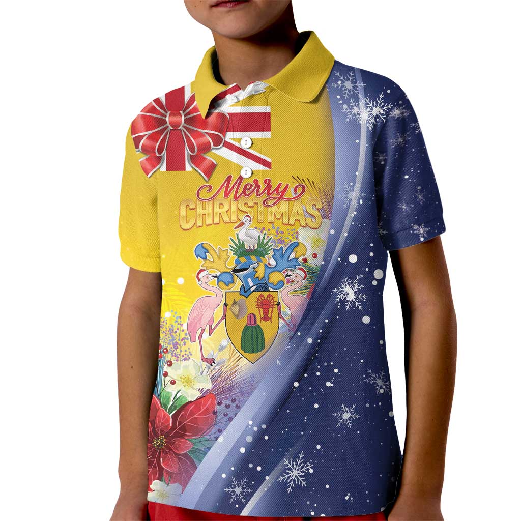 Turks And Caicos Islands Christmas Kid Polo Shirt Coquette Bow With Coat Of Arms - Wonder Print Shop