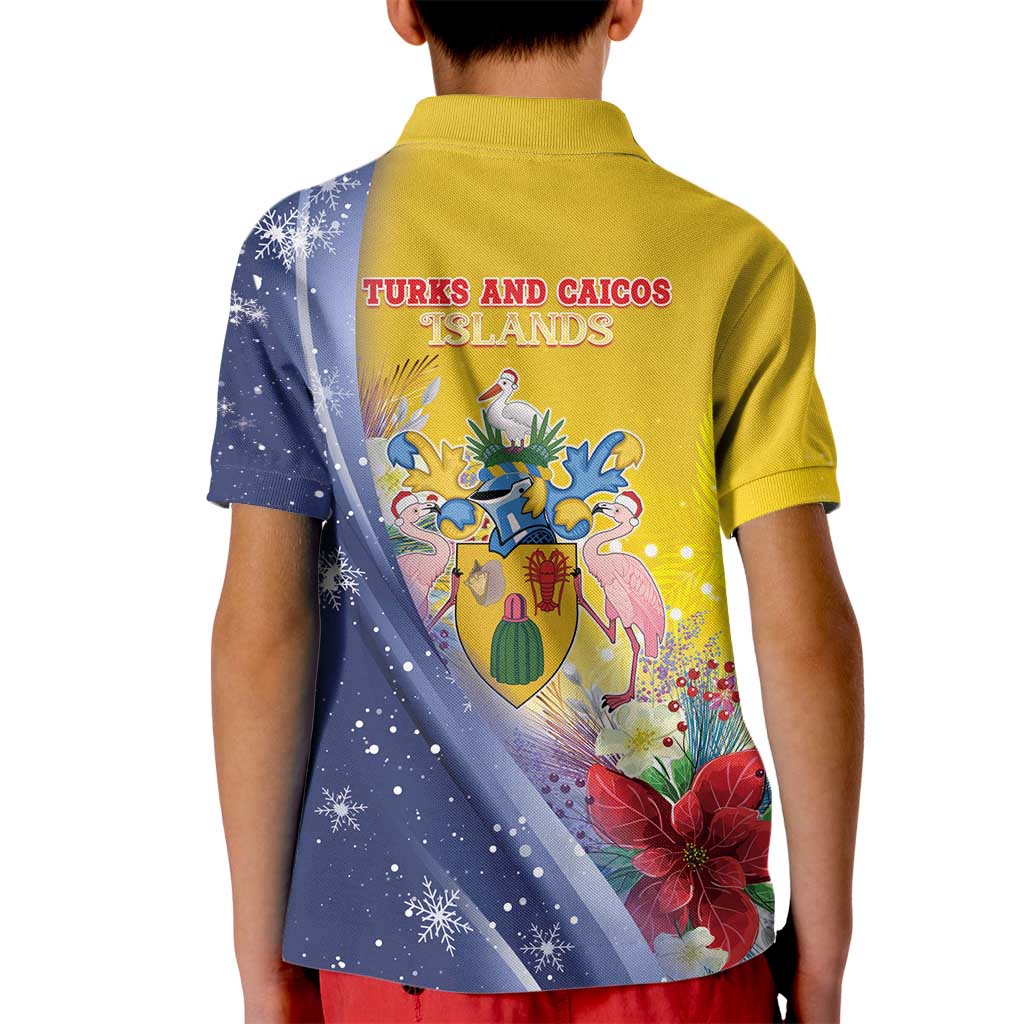 Turks And Caicos Islands Christmas Kid Polo Shirt Coquette Bow With Coat Of Arms - Wonder Print Shop