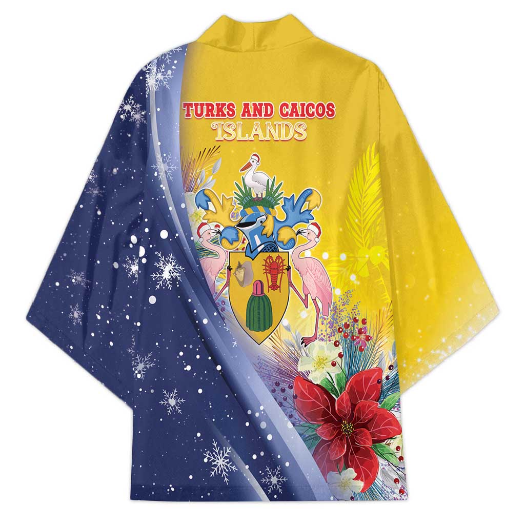 Turks And Caicos Islands Christmas Kimono Coquette Bow With Coat Of Arms - Wonder Print Shop