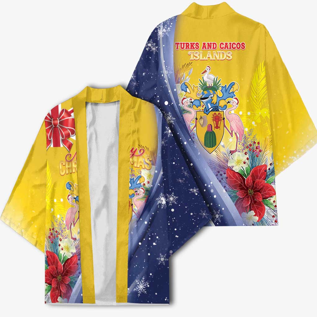 Turks And Caicos Islands Christmas Kimono Coquette Bow With Coat Of Arms - Wonder Print Shop