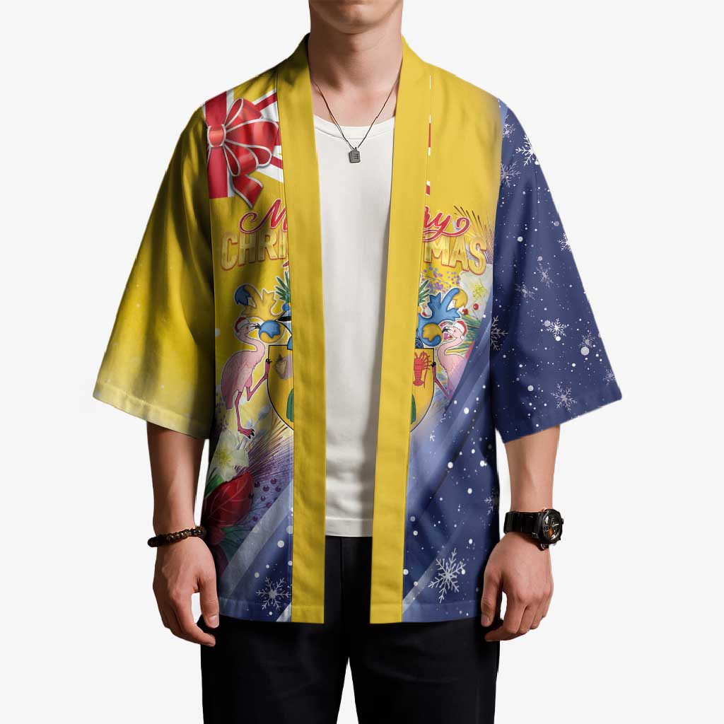 Turks And Caicos Islands Christmas Kimono Coquette Bow With Coat Of Arms - Wonder Print Shop