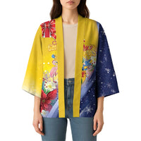 Turks And Caicos Islands Christmas Kimono Coquette Bow With Coat Of Arms - Wonder Print Shop