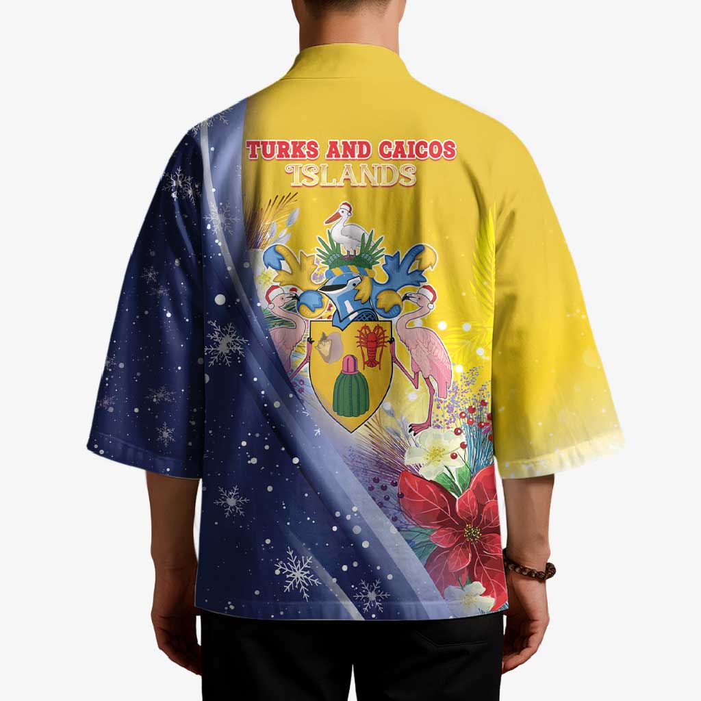 Turks And Caicos Islands Christmas Kimono Coquette Bow With Coat Of Arms - Wonder Print Shop