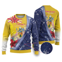 Turks And Caicos Islands Christmas Ugly Christmas Sweater Coquette Bow With Coat Of Arms - Wonder Print Shop