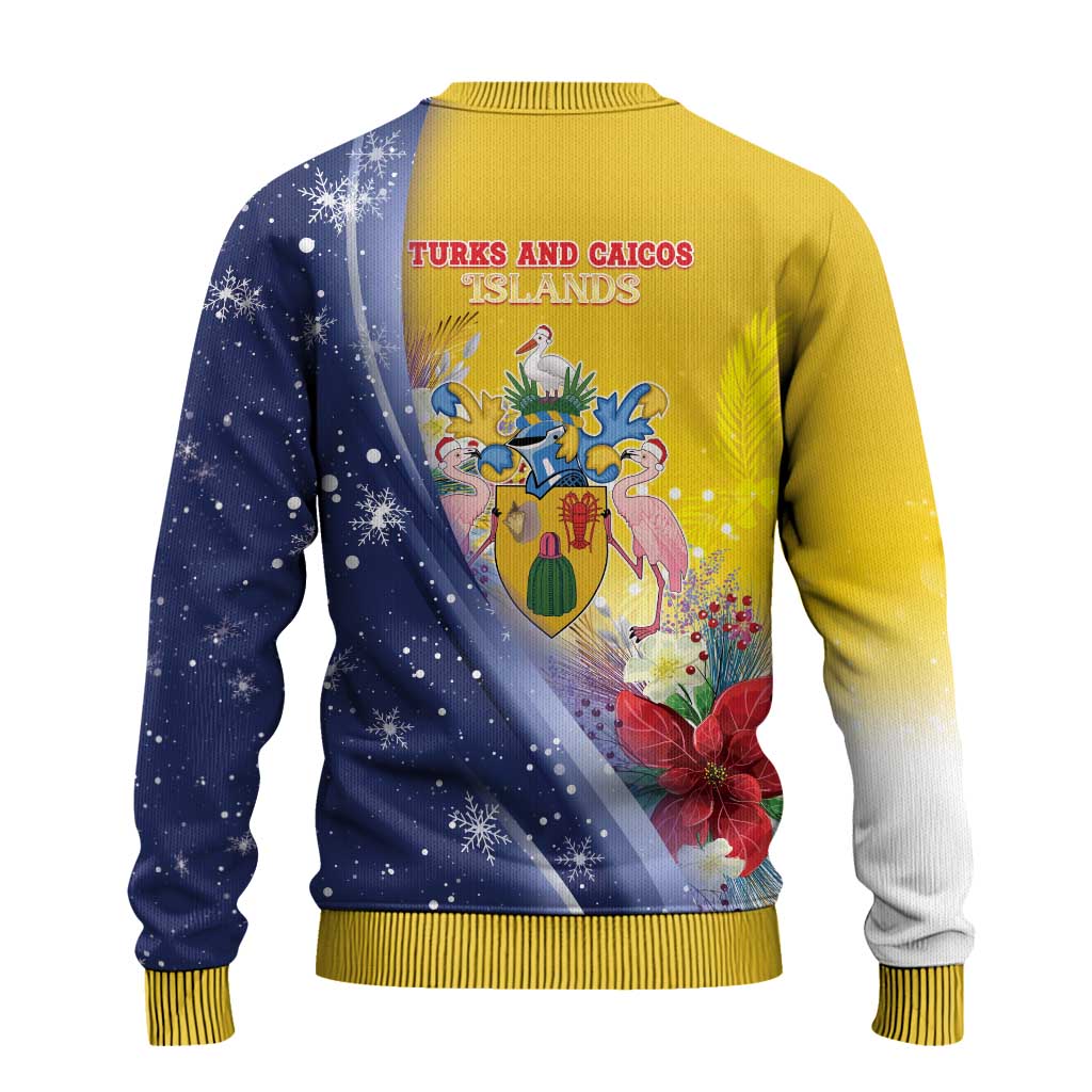Turks And Caicos Islands Christmas Ugly Christmas Sweater Coquette Bow With Coat Of Arms - Wonder Print Shop
