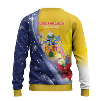 Turks And Caicos Islands Christmas Ugly Christmas Sweater Coquette Bow With Coat Of Arms - Wonder Print Shop