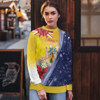 Turks And Caicos Islands Christmas Ugly Christmas Sweater Coquette Bow With Coat Of Arms - Wonder Print Shop