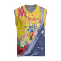 Turks And Caicos Islands Christmas Knitted V-Neck Vest Coquette Bow With Coat Of Arms - Wonder Print Shop