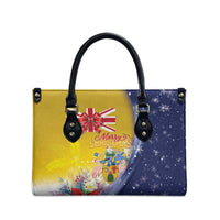 Turks And Caicos Islands Christmas Leather Bag Coquette Bow With Coat Of Arms - Wonder Print Shop