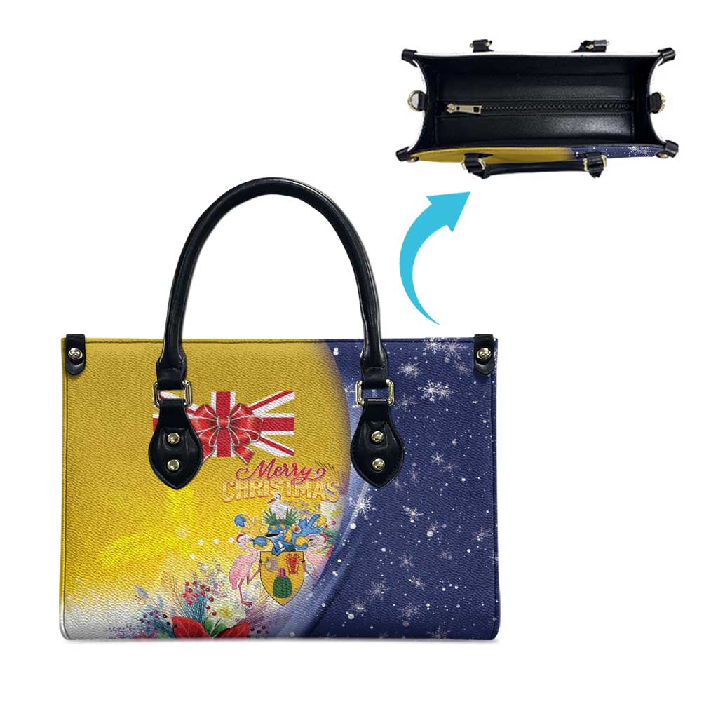 Turks And Caicos Islands Christmas Leather Bag Coquette Bow With Coat Of Arms - Wonder Print Shop