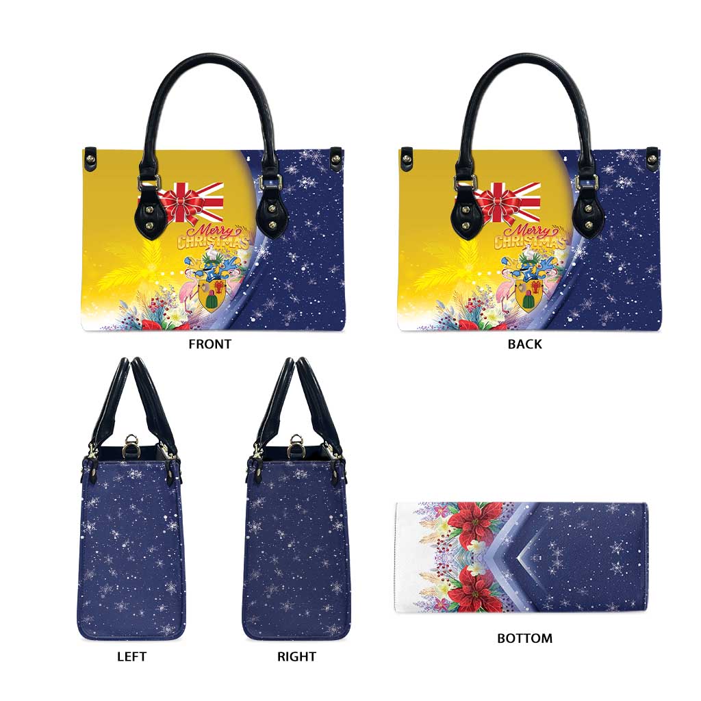 Turks And Caicos Islands Christmas Leather Bag Coquette Bow With Coat Of Arms - Wonder Print Shop