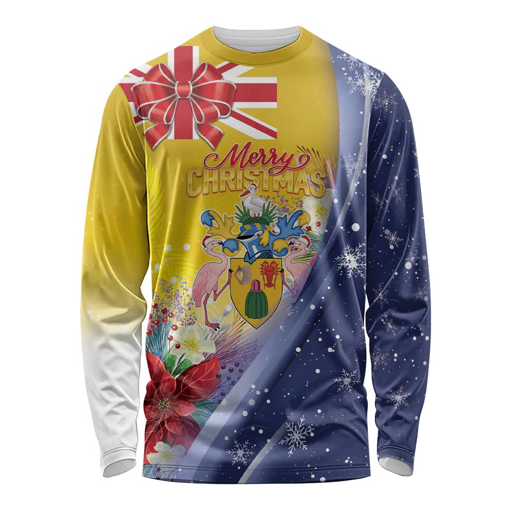 Turks And Caicos Islands Christmas Long Sleeve Shirt Coquette Bow With Coat Of Arms - Wonder Print Shop