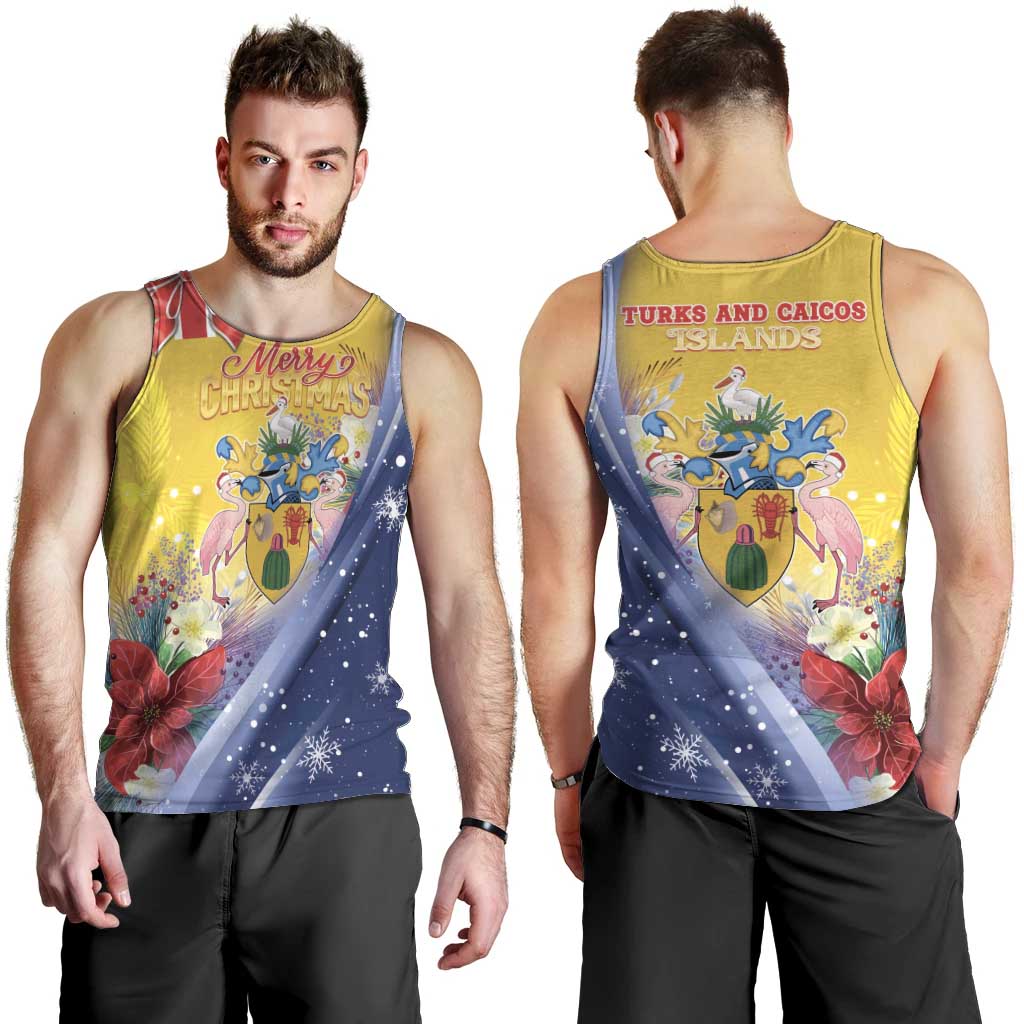 Turks And Caicos Islands Christmas Men Tank Top Coquette Bow With Coat Of Arms - Wonder Print Shop