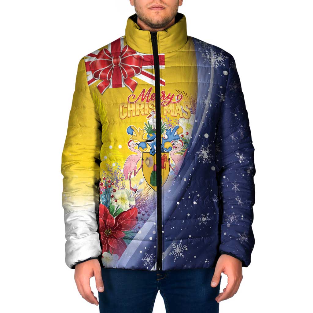 Turks And Caicos Islands Christmas Padded Jacket Coquette Bow With Coat Of Arms - Wonder Print Shop